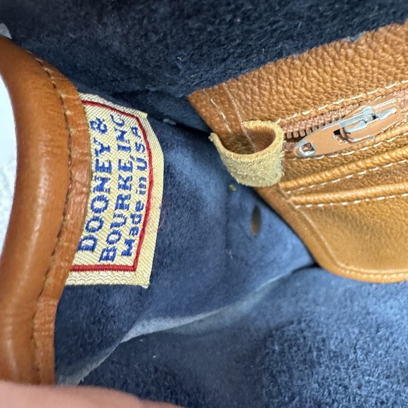Vtg Dooney & Bourke AWL Surrey Crossbody Bag 90s Leather Square Blue Tan Saddle - Picture 12 of 16